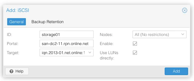 Ajout du SAN dans Proxmox