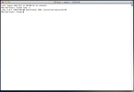 Version de base de ruby sous Mac Os X